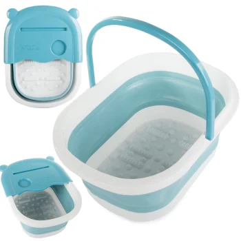 Collapsible Silicone Foot Massage Basin with Nubs, Blue