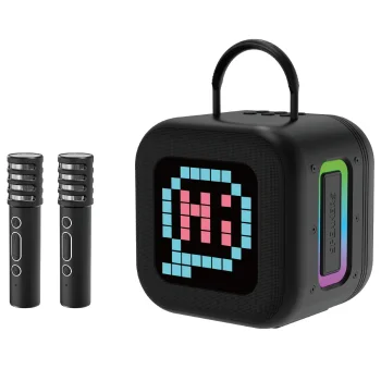 Nešiojama Bluetooth garso kolonėlė Blavec WS-09 Karaoke Fun, 10W su 2 mikrofonais ir ekranu, juoda