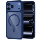 Tech-Protect MagOne MagSafe CC dėklas ir 2 apsauginiai stiklai skirti iPhone 18 Pro / 17 Pro, Clear Navy Blue