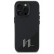 Karl Lagerfeld Silicone Shadow Metal Initial MagSafe Case for iPhone 16 Pro, Black