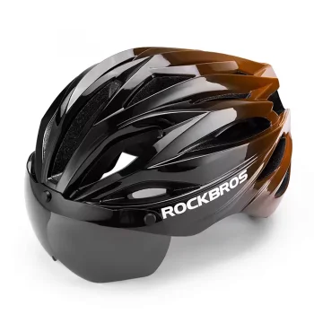 Rockbros dviratininko šalmas su nuimamais UV akiniais, juodas/rudas