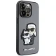 Karl Lagerfeld Saffiano Karl & Choupette dėklas, skirtas Apple iPhone 14 Pro, sidabrinis