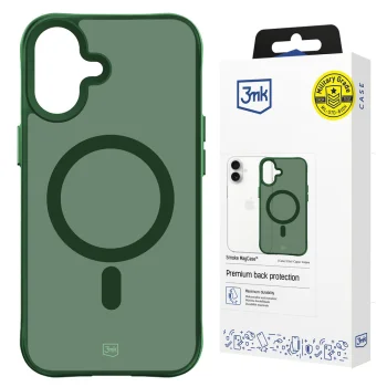 Telefono dėklas 3mk Smoke MagCase iPhone 16, MagSafe, pusiau permatomas žalias