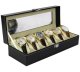 Watch storage box for 6 watches, black