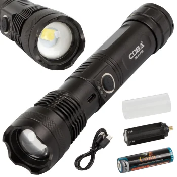 Coba CB-41 Tactical Flashlight with Zoom and USB-C, CREE XHP50