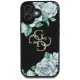 Apsauginis dėklas Guess Grained Roses Big 4G logo iPhone 16, juodas