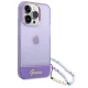 Guess Translucent Pearl Strap Case for iPhone 14 Pro Max, Purple
