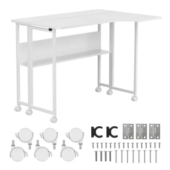 Sulankstomas L formos rašomasis stalas Maclean MC-126 L/W, 100x73 cm, baltas
