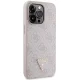 Guess iPhone 13 Pro Max dėklas Metal Logo Strass Crossbody, rožinis