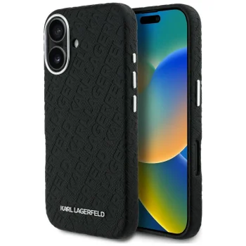 iPhone 16 Case Karl Lagerfeld FW Stamped Karl MagSafe, Black
