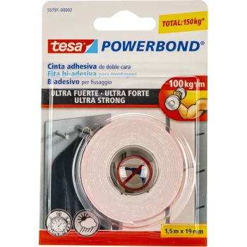 Dvipusė montavimo juosta Tesa Powerbond Ultra Strong 1,5 m x 19 mm, balta
