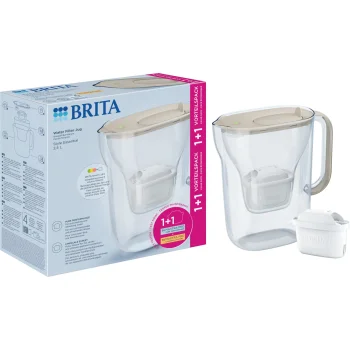 Vandens filtravimo ąsotis Brita Style Essential 2.4 l su 2 kasetėmis, smėlio spalvos