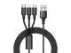 3-in-1 USB laidas Lightning / Micro USB / Type-C 1.2 m juodas