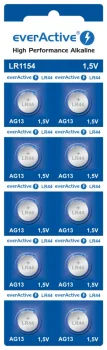 LR44 AG13 Alkaline Batteries everActive 1.5V Button Cell 10 Pack