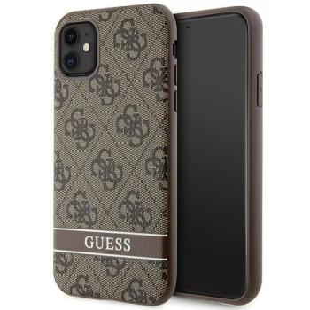 Guess dėklas iPhone 11 / XR, 4G Stripe, rudas
