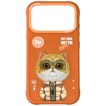 Nimmy Cool&Cute 2.0 Cat dėklas iPhone 17 Pro Max, oranžinis