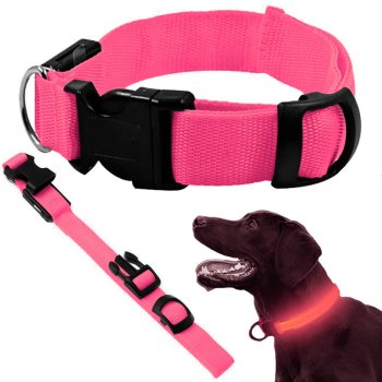 LED Glowing Collar for Dogs and Cats, Adjustable 36-59 cm, Pink