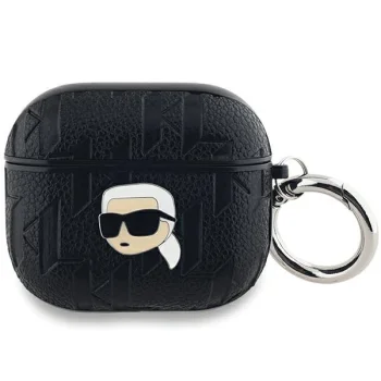 Karl Lagerfeld dėklas, skirtas AirPods 3, Monogram Karl Head, juodas