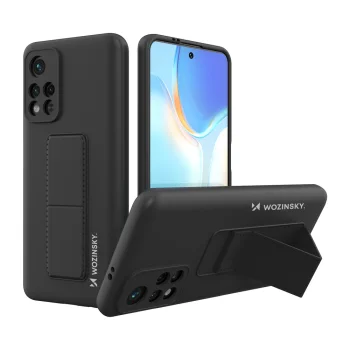 Telefono dėklas Wozinsky Kickstand Case skirtas Xiaomi Redmi 10 su stovu, juodas