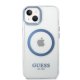 Guess Metal Outline MagSafe dėklas iPhone 14 Plus / 15 Plus, mėlynas