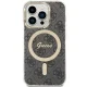 Guess IML 4G Gold Stripe dėklas iPhone 15 Pro telefonui, juodas