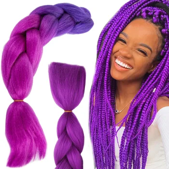 Synthetic Ombre Braiding Hair Extensions, Colorful Violet