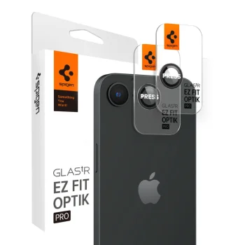 Spigen Optik Pro GLAS.TR Ez Fit kameros apsauginis stiklas iPhone 16e / 17e (2 vnt.), juodas