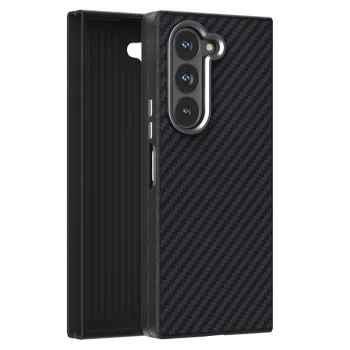 ABEEL dėklas Samsung Galaxy Z Fold 5, anglies pluošto tekstūros, juodas