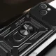 Dėklas iPhone 15 Plus su kameros dangteliu ir stovu Hybrid Armor Camshield, rožinis
