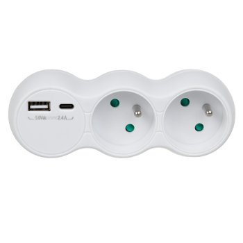 Maclean MCE339 E Šakotuvas su 2 Lizdais ir USB A/C