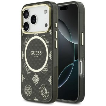 Guess IML Peony Dot MagSafe dėklas, skirtas iPhone 17 Pro, Juodas
