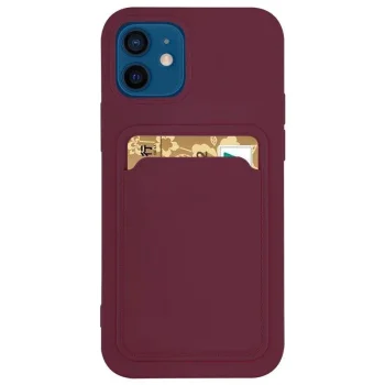 Silikoninis dėklas su kortelės lizdu Samsung Galaxy A72 4G, bordo