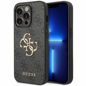 Guess dėklas iPhone 15 Pro telefonui 4G Big Metal Logo, pilkas