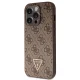Guess dėklas iPhone 15 Pro telefonui Crossbody 4G Metal Logo, rudas
