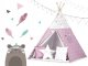 Nukido vaikiška palapinė Tipi su lemputėmis, Pink Stars