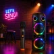 Belaidė Bluetooth kolonėlė 06403 su mikrofonu ir LED, juoda
