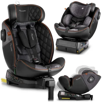 Nukido Prestige Line i-Size 40-150 cm pasukama automobilinė kėdutė, Black/Grey