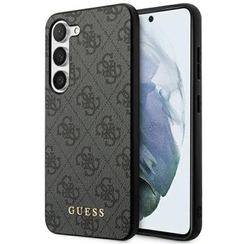 Guess 4G Metal Gold Logo dėklas, skirtas Samsung Galaxy S23, pilkas