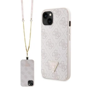 Guess Crossbody 4G Metal Logo dėklas iPhone 14 Pro Max telefonui, rožinis