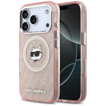 Karl Lagerfeld IML Choupette Head Logo MagSafe dėklas iPhone 17 Pro Max, rožinis