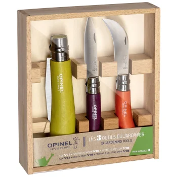Opinel 001617 sodo įrankių rinkinys (3 vnt.), žalias ir raudonas