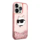 Karl Lagerfeld dėklas iPhone 14 Pro telefonui Liquid Glitter Choupette, rožinis