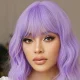 Bakalu Long Purple Wig with Bangs