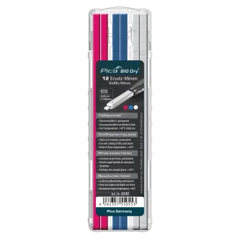Atsarginės šerdelės Pica BIG DRY žymekliui, 150 mm, 2 x 5 mm, 12 vnt., įvairių spalvų
