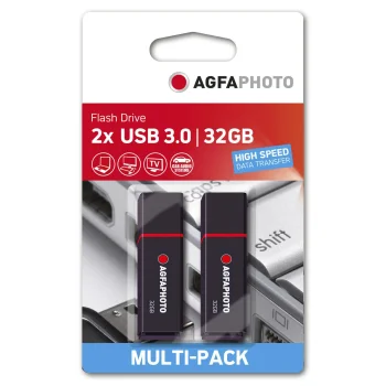 AgfaPhoto USB atmintinė 32 GB, 2 vnt., USB-A, juoda
