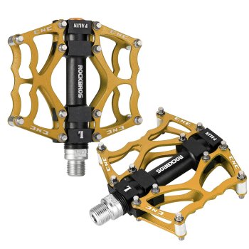 Rockbros JT201012LG 2010-12L aliumininiai platforminiai dviračio pedalai - Auksiniai