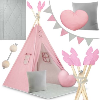 Nukido Nk-406 Kids Teepee Tent with Mat and Pillows, Pink
