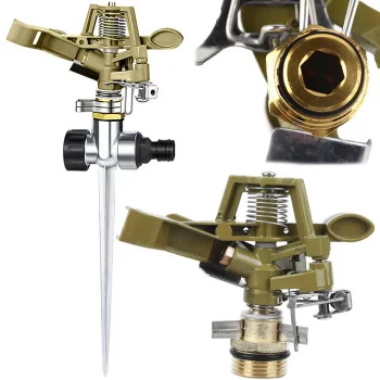 Pulsating 360 Degree Metal Lawn Sprinkler, Green