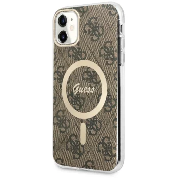 Guess dėklas iPhone 11 telefonui 4G MagSafe, rudas