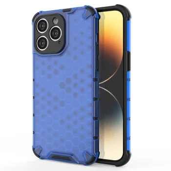 „Honeycomb“ hibridinis dėklas „iPhone 14 Pro Max“, mėlynas